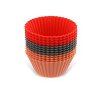 Dr. Oetker Silicone Muffin Cups, Silicone Molds For Muffins And Cupcakes (Color: Gray, Red And Light Red) - Dishwasher-Safe, Quantity: 1 x Set of 12