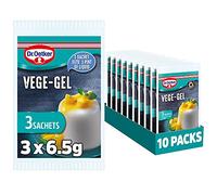 Dr. Oetker Vege-Gel Sachet - Vegetarian and Vegan Substitute for Gelatine, Baking Ingredients, Setting Agent for Jelly, Custards, Fillings, Multicoloured,195 g, Pack of 10x (3x6.5g)