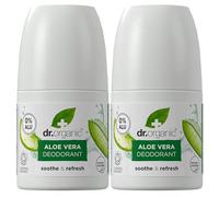 Dr Organic Aloe Vera Deodorant Pack of 2 x 50ml - Roll On, Aluminium Free, Natural Deodorant, Vegan, Paraben & SLS-Free, Certified Organic, 50ml