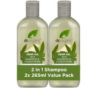Dr Organic Hemp Oil 2 in 1 Shampoo and Conditioner Pack of 2 x 265ml, Paraben & Sulphate Free for Women & Men, Natural, Vegan, Organic