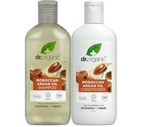 Dr Organic - Moroccan Argan Oil Shampoo & Conditioner Set with Travel Bag - Women's & Men's Skincare - Revitalise, Moisturise & Nourish - Vegan, Cruelty, Paraben & SLS Free - 265ml & 265ml - Bundle