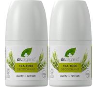 Dr Organic Tea Tree Deodorant Pack of 2 x 50ml - Roll On, Aluminium Free, Natural Deodorant, Vegan, Paraben & SLS-Free, Certified Organic, 50ml