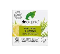 Dr Organic Tea Tree & Lemon Shampoo Bar, Clarifying, for Oily Roots & Scalps, Plastic Free, Solid Shampoo Bar, Natural, Vegan, Cruelty-Free, 75g