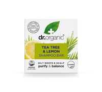 Dr Organic Tea Tree & Lemon Shampoo Bar, Clarifying, for Oily Roots & Scalps, Plastic Free, Solid Shampoo Bar, Natural, Vegan, Cruelty-Free, 75g