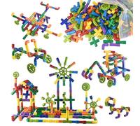Dr.OX Tube Building Blocks, 242 Pieces Toy Pipe,Tubular Spout Construction Fun Educational Building Construction Toys with Wheels, Parts and Storage Bag for Kids Boys Girls Ages 3+
