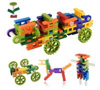 Dr.OX Tubular Spout Construction Building Blocks Toy Pipe, Fun Educational Building Construction Toys with Wheels, Parts and Storage Bag for Kids Boys Girls Ages 3+ 4 5 6 7 8