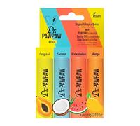 Dr.PAWPAW Original and Tropical Balm Variety Pack 4 x 4g, Coconut Watermelon Mango and Original, Multi Purpose Natural Pawpaw Balms for Lips Skin and Nails, Vegan Travel Size Set