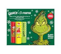 Dr.PAWPAW x The Grinch Lip Care Gift Set 3 x 4g with Pouch, Ultimate Red Balm Candy Cane Lip Scrub and Original Balm, Exfoliating and Hydrating Pawpaw Lip Care Trio
