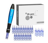Dr. Pen A1 Beauty Pen Kit - Wireless Skincare Device with 28 Cartridges (12×12 Pin, 10×36 Pin, 6×NanoR), 5-Speed LED Display & 0-3 mm Adjustment for Smooth, Radiant-Looking Skin at Home or Studio