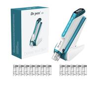 Dr. Pen H6 Blue Edition Wireless Skin Renewal Pen Set with 12 Cartridges (7×18 Pin & 5×36 Pin) - LED Display Dual Power Rechargeable Beauty Tool for Face & Body Home & Salon Use New Upgraded Model