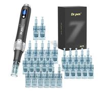 Dr. Pen Ultima M7S Black Wireless Skincare Pen - USB-C Rechargeable, Digital Display, 6 Speeds, 0-2.5 mm Adjustable, 28 Cartridge Kit (12×16 Pin + 10×36 Pin + 6×NanoR) for Facial & Body Care