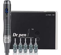 Dr. Pen Ultima M8 Wireless Microneedling Pen - Professional Derma Pen At-Home Cosmetic Skincare Tool with 6 Speeds, LCD Display, 5 x 16-Pin Cartridges for Face, Body, Beard & Scalp UK