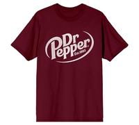 Dr. Pepper Est. 1885 Maroon Logo Men's Black Graphic Tee, Maroon, XXXL