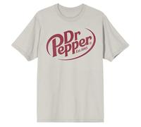 Dr. Pepper Est. 1885 Maroon Logo Men's Crew Neck Short Sleeve Shirt, Sand, Medium