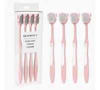 DR PERFECT Soft Tongue Brush Scraper Cleaner Helps Fight Bad Breath Clean Your Tongue Without Hurt Pack Of 4 (Pink)