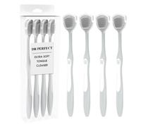 DR PERFECT Soft Tongue Brush Scraper Cleaner Helps Fight Bad Breath Clean Your Tongue Without Hurt Pack Of 4 (Gray)