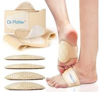 DR. POTTER+ Arch Support Sleeves for Plantar Fasciitis Relief, Adjustable Compression Bands with Removable Arch Support Pads for Fallen Arch, High Arch, Flat Feet