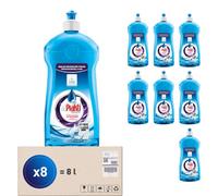 dr.Prakti Dishwasher Rinse Aid Liquid (8 x 1L) - Adds shine to dishes, leaves no marks, aids in drying, pack of 8