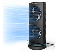 Dr. Prepare Desk Fan Tower Cooling Fan, Portable Oscillating 3-Speed, Dual Air Circulation, 110° Oscillation, 3 Timers, Personal Table Fan for Bedroom Desktop Home Room Office, UK 3-Pin Plug