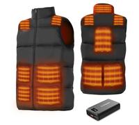DR.PREPARE Heated Gilet with 7.4V DC Port, Unisex Heated Vest with 10 Heating Zones & 3 Heat Levels, Fluffy Heated Body Warmer Jacket
