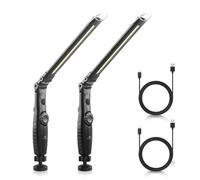 Dr. Prepare Rechargeable LED Work Light 2 Pack, 360° Folding Magnetic Work Light, 700 Lumens Inspection Light with 3200mAh Battery, Portable Work Torch for Car Repair, Garage & Workshop