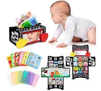 Dr.Rapeti 3in1 Tissue Box Toy, Tummy Time Mirror Toy, High Contrast Toy