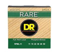 DR Rare Phosphor Bronze Acoustic Guitar Strings 3 Pack - Custom Light 11-50 - Natural Sound Balanced