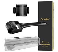 Dr.roller Derma Roller 0.5mm Hair Growth Men and Women, Beard Roller, Microneedling Roller for Face, Beard Growth Roller with 540 Titanium Needles (Black Straight Handle)