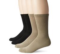 Dr. Scholl's Men's Non Binding Value 4 Pack Crew Sock Casual, Khaki/Black, Shoe Size: 7-12 (Pack of 4)