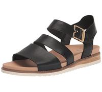 Dr. Scholl's Shoes Women's Island Glow Strappy Flat Sandal, Black Smooth, 8 UK