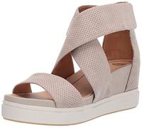 Dr. Scholl's Shoes Women's Sheena Platform Wedge Sandal, Oyster Microfibre Perforated, 3.5 UK