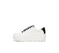 Dr. Scholl's Shoes Women's Time Off Max Platform Sneaker, White/Black Smooth, 7 UK