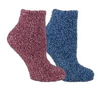 Dr. Scholl's Women's Fuzzy Spa Socks-Cozy Low Cut 2 & 3 Lavender & Vitamin E Infused Casual, Pink/Blue Marl (2 Pairs), 4-10 (Pack of 2)