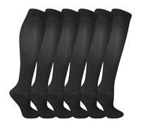Dr. Scholl's Women's Travel Compression Solid Pattern Knee High Socks 6 Pair Pack, Black, Fits Women's shoe size 7-12