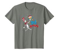 Dr. Seuss Cat in The Hat 3rd Birthday T-Shirt, Youth, Olive Heather, Small