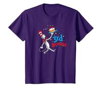 Dr. Seuss Cat in The Hat 3rd Birthday T-Shirt, Youth, Purple, Small