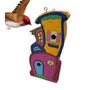 Dr Seuss Inspired Wooden Handmade Birdhouse, Wooden Decorative Bird Houses for Outside, Cedar Bluebird House Kits, Graffiti Nesting Box for Outdoor Garden Backyard