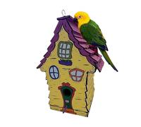 Dr Seuss Inspired Wooden Handmade Birdhouse, Wooden Decorative Bird Houses for Outside, Cedar Bluebird House Kits, Graffiti Nesting Box for Outdoor Garden Backyard