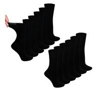 Dr.Socks 12 Pairs Ladies Bamboo Diabetic Socks | Soft Non Binding Comfort Socks - 4-8 UK - Black