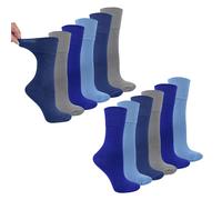 Dr.Socks 12 Pairs Ladies Bamboo Diabetic Socks | Soft Non Binding Comfort Socks - 4-8 UK - Blues