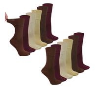 Dr.Socks 12 Pairs Ladies Bamboo Diabetic Socks | Soft Non Binding Comfort Socks - 4-8 UK - Browns