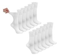 Dr.Socks 12 Pairs Ladies Bamboo Diabetic Socks | Soft Non Binding Comfort Socks - 4-8 UK - White