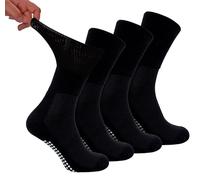Dr.Socks 4 Pack Bamboo Diabetic Socks with Grips | Mens & Ladies | Extra Wide Slipper Socks for Swollen Feet & Legs (9-11, Black)