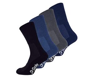 Dr.Socks 4 Pair Multipack Mens Bamboo Diabetic Socks Non Elastic Extra Wide Diabetic Socks for Swollen Feet (6-8, BNG)