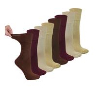Dr.Socks 8 Pairs Ladies Bamboo Diabetic Socks | Soft Non Binding Comfort Socks - 4-8 UK - Browns