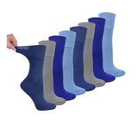 Dr.Socks 8 Pairs Ladies Bamboo Diabetic Socks Soft Top Seamless Extra Wide Non Elastic Socks (UK, Numeric, 4, 8, Regular, Regular, Blues)