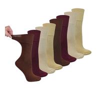 Dr.Socks 8 Pairs Ladies Bamboo Diabetic Socks Soft Top Seamless Extra Wide Non Elastic Socks (UK, Numeric, 4, 8, Regular, Regular, Browns)