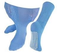 Dr.Socks Extra Wide Oedema Socks with Non Slip Grips Mens & Ladies | Bamboo Slipper Socks with Grippers for Swollen Legs Ankles & Feet (6-8, Blue)