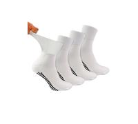 Dr.Socks Women's 4 Pack Short Bamboo Diabetic Socks With Grips & Women in White | Size: 12-14 Dr.Socks White 12-14