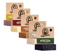 Dr. Squatch All Natural Soap Bar for Men, 5 Bar Variety Pack - Bay Rum, Birchwood Breeze, Gold Moss, Pine Tar, Wood Barrel Bourbon